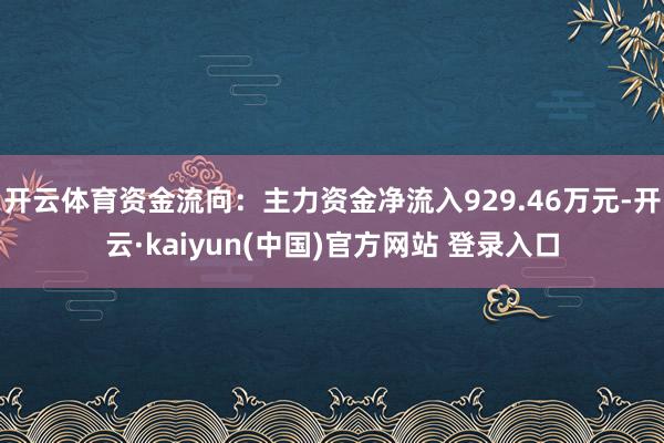 开云体育资金流向：主力资金净流入929.46万元-开云·kaiyun(中国)官方网站 登录入口