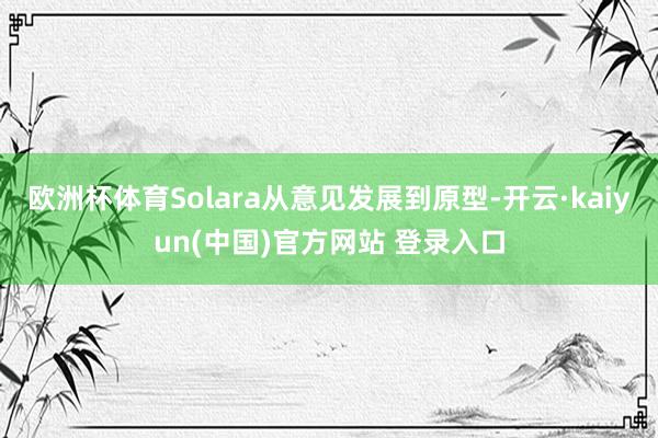 欧洲杯体育Solara从意见发展到原型-开云·kaiyun(中国)官方网站 登录入口
