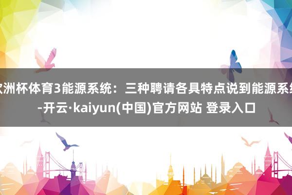 欧洲杯体育3能源系统：三种聘请各具特点说到能源系统-开云·kaiyun(中国)官方网站 登录入口