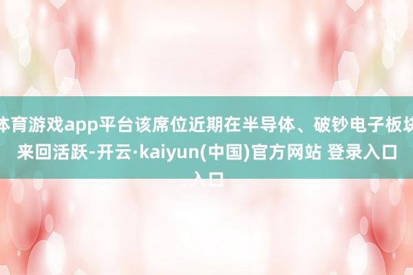 体育游戏app平台该席位近期在半导体、破钞电子板块来回活跃-开云·kaiyun(中国)官方网站 登录入口