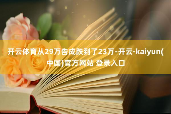 开云体育从29万告成跌到了23万-开云·kaiyun(中国)官方网站 登录入口