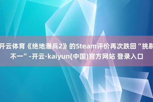 开云体育《绝地潜兵2》的Steam评价再次跌回“挑剔不一”-开云·kaiyun(中国)官方网站 登录入口