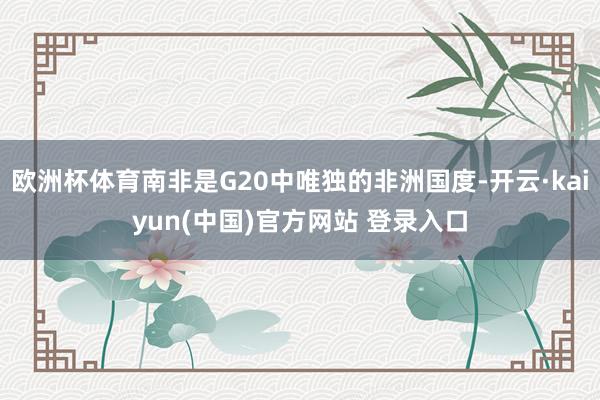 欧洲杯体育南非是G20中唯独的非洲国度-开云·kaiyun(中国)官方网站 登录入口