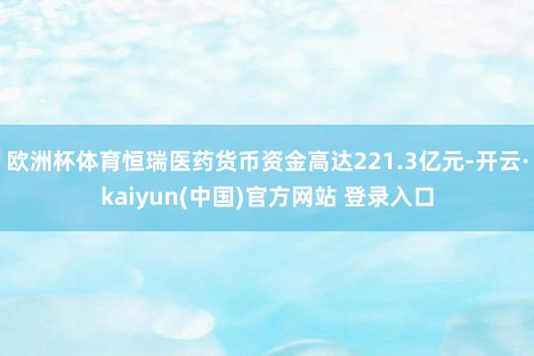 欧洲杯体育恒瑞医药货币资金高达221.3亿元-开云·kaiyun(中国)官方网站 登录入口