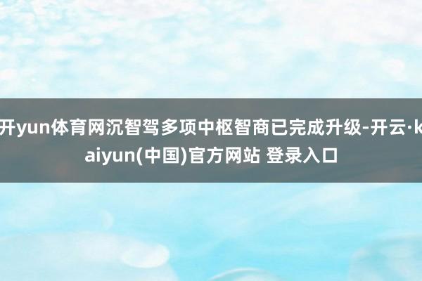 开yun体育网沉智驾多项中枢智商已完成升级-开云·kaiyun(中国)官方网站 登录入口