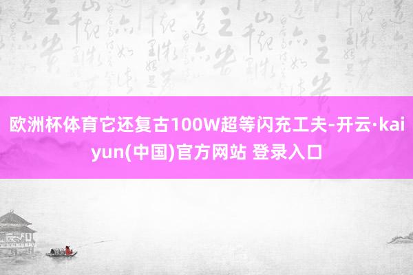 欧洲杯体育它还复古100W超等闪充工夫-开云·kaiyun(中国)官方网站 登录入口