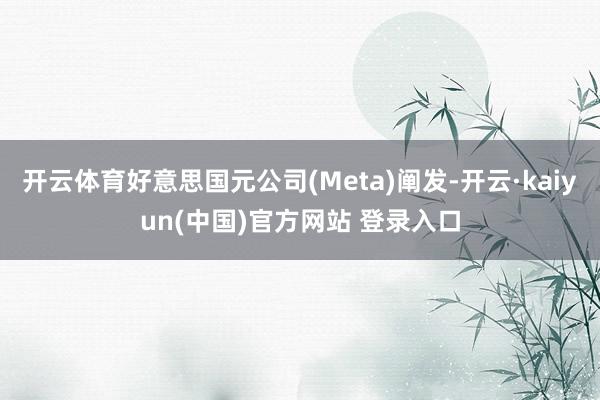 开云体育好意思国元公司(Meta)阐发-开云·kaiyun(中国)官方网站 登录入口